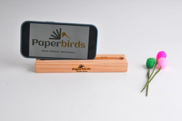 PCHWF1 Paperbirds Handmade Wooden Card & Mobile Phone Holder – Flowers or Pencil Slot Design
