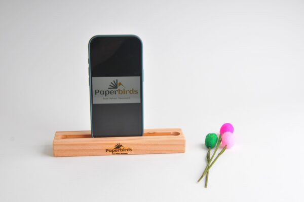 PCHWF3 Paperbirds Handmade Wooden Card & Mobile Phone Holder – Flowers or Pencil Slot Design