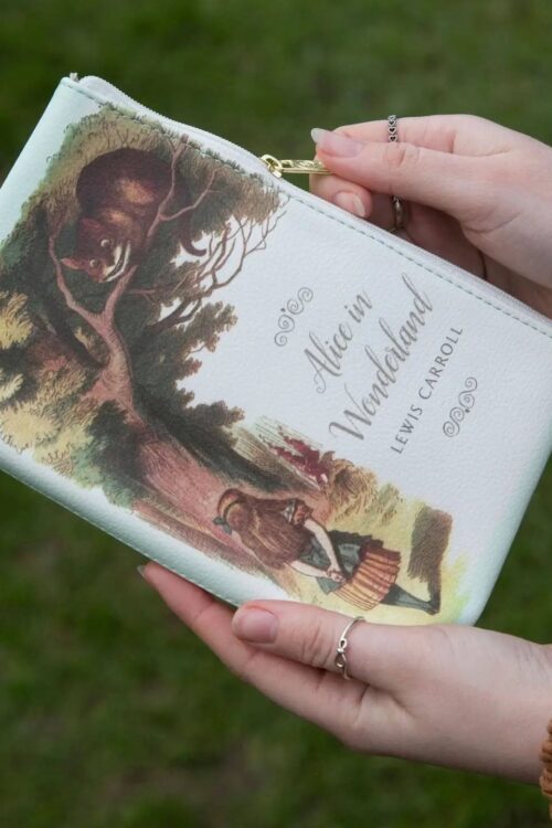 ALICTUPP Alice In Wonderland Original Turquoise Book Pouch Purse Bag