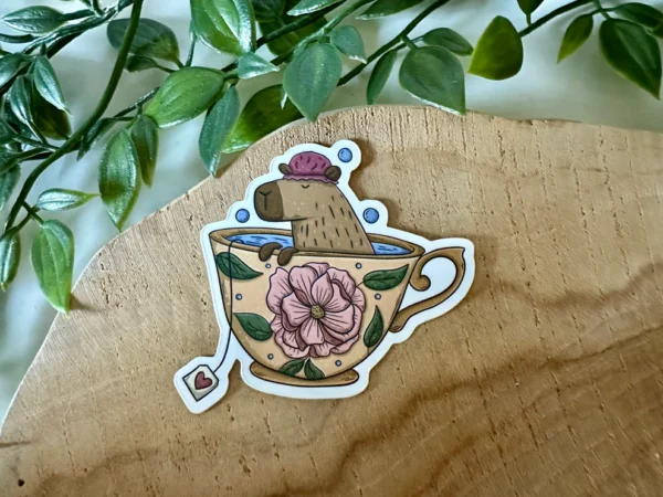 CAPTDCS2.jpeg Capybara Tea Die Cut Sticker