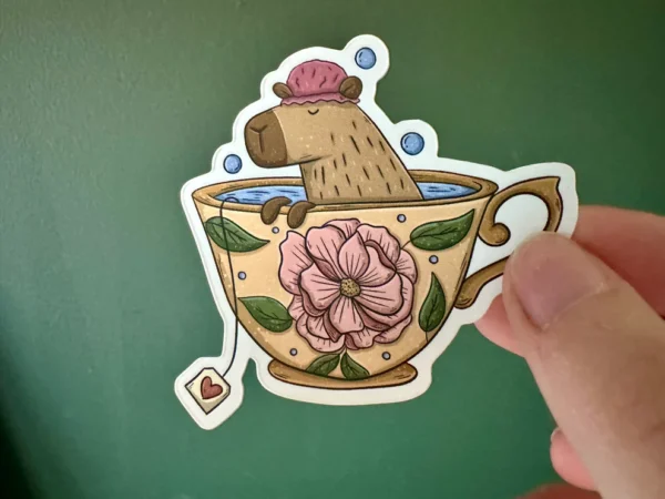 CAPTDCS3.jpeg Capybara Tea Die Cut Sticker