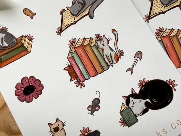 CAT&BSS2.jpeg Cats & Books Sticker Sheet