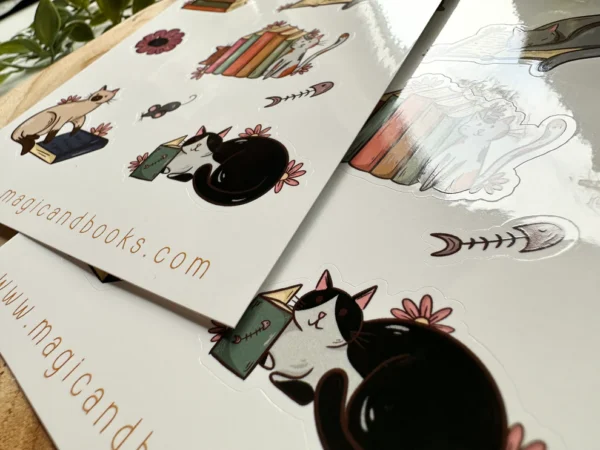 CAT&BSS3.jpeg Cats & Books Sticker Sheet
