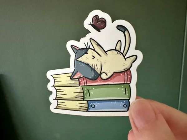Cat with Butterfly Die Cut Sticker