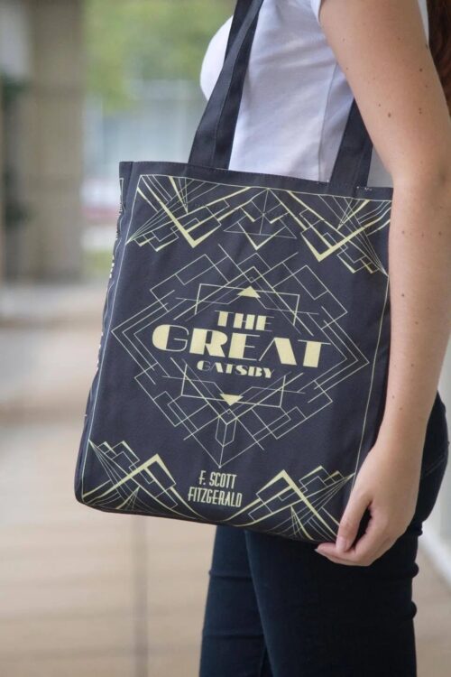GATSBLTB Gatsby Art Deco Black Book Tote Bag