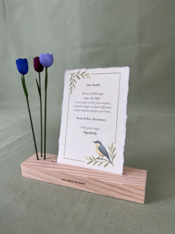 IMG_4483 Paperbirds Handmade Wooden Card & Mobile Phone Holder – Flowers or Pencil Slot Design