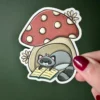 Raccoon & Mushroom Die Cut Sticker