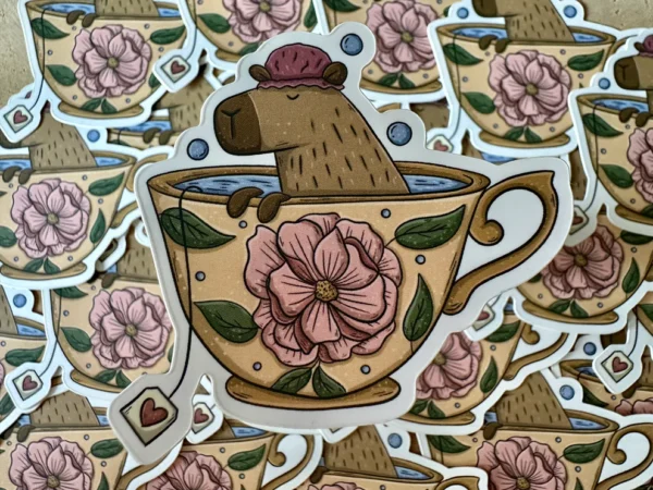 CAPTDCS.jpeg Capybara Tea Die Cut Sticker