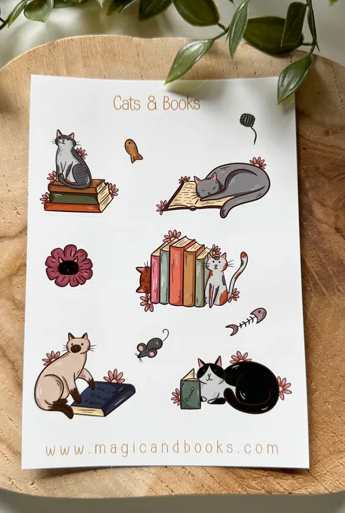 Cats & Books Sticker Sheet