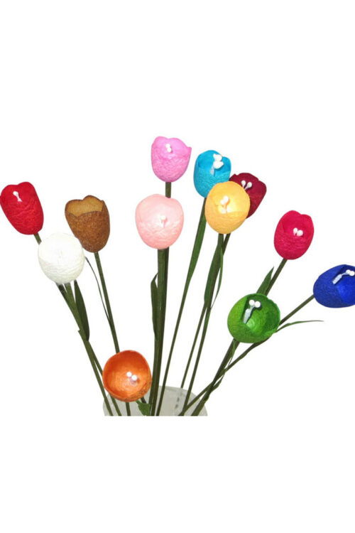 Flowers made of silk cocoons (set of 12)