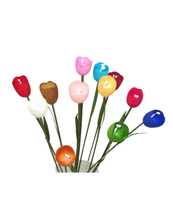 TH337 Flowers made of silk cocoons (set of 12)