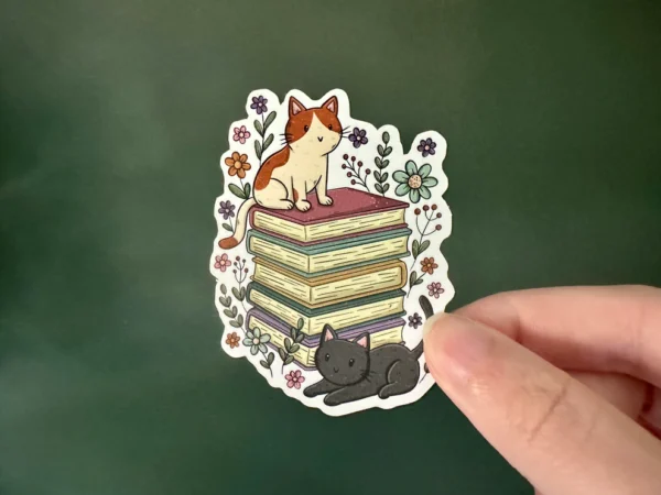 Cats &Books Die Cut Sticker