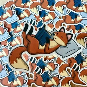 Cosy Fox Die Cut Sticker